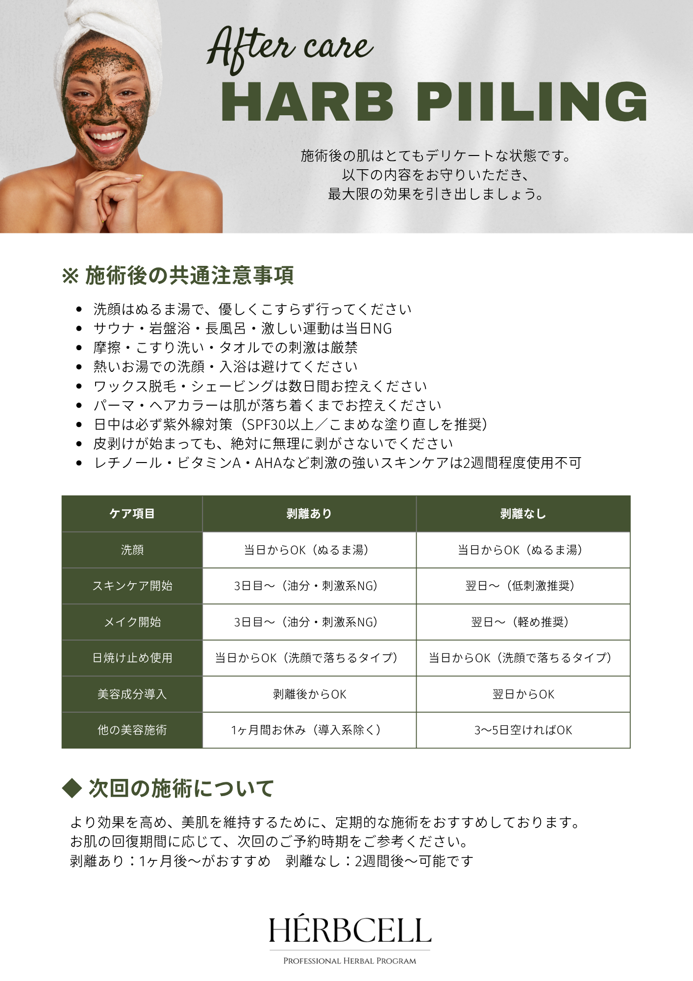 HERBCELL アフターケアガイド